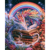 Regenboog boek draak - Diamond Painting