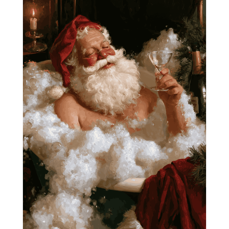 Kerstman bubbelbad - Diamond Painting