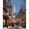Besneeuwde Parijse nacht - Diamond Painting