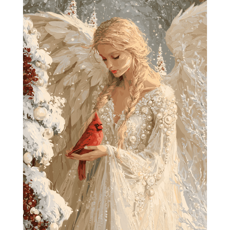 Engel en kardinaalsvogel - Diamond Painting