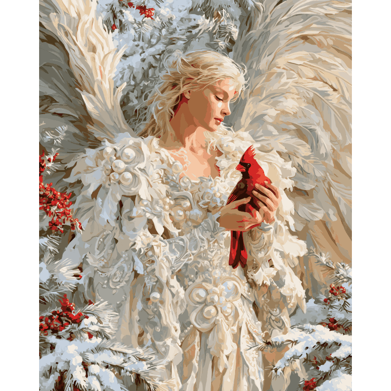 Winter engel kardinaalsvogel - Diamond Painting