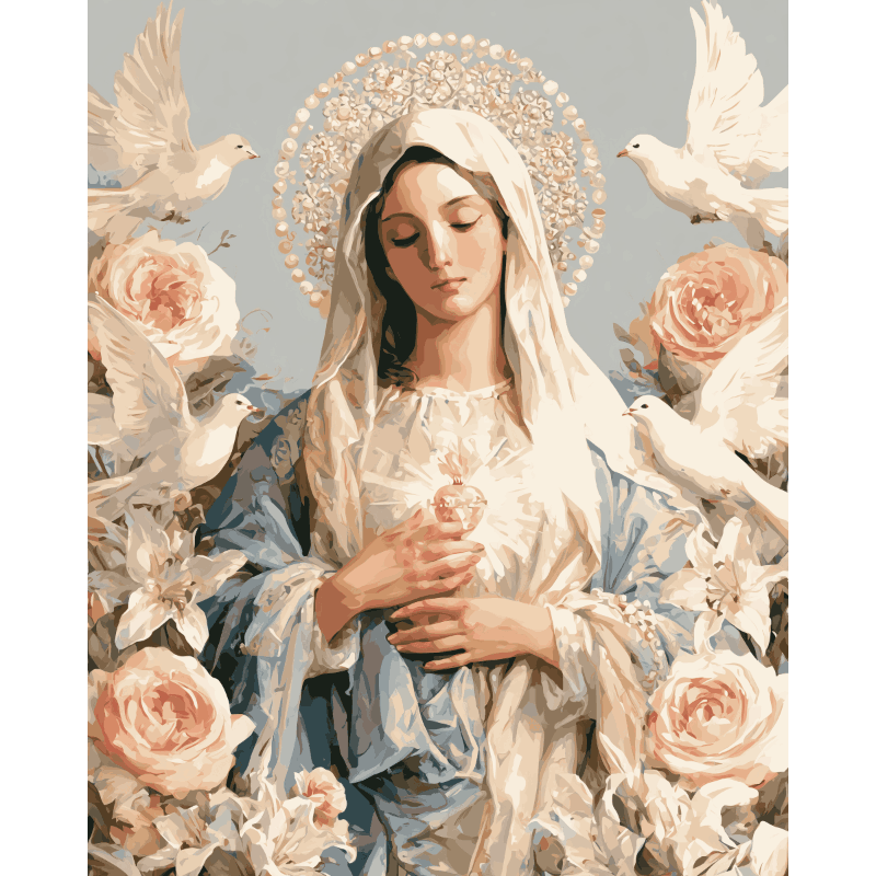 Dame van de rozen - Diamond Painting