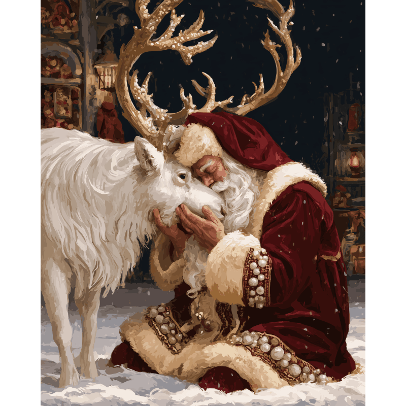 Kerstman rendierzoenen - Diamond Painting