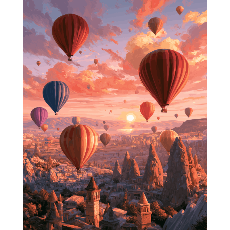 Ballonnen boven Cappadocië - Diamond Painting