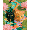 Katten op waterlelies - Diamond Painting