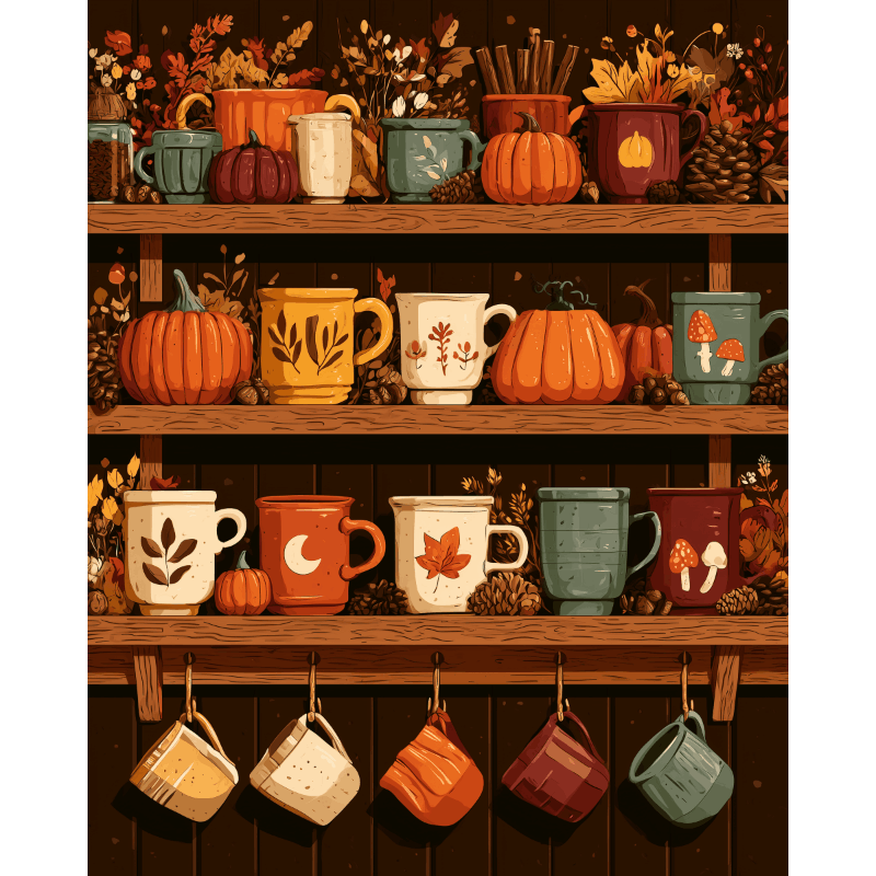 Herfst mok plank - Diamond Painting