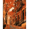 Herfst bruine stadshuizen - Diamond Painting