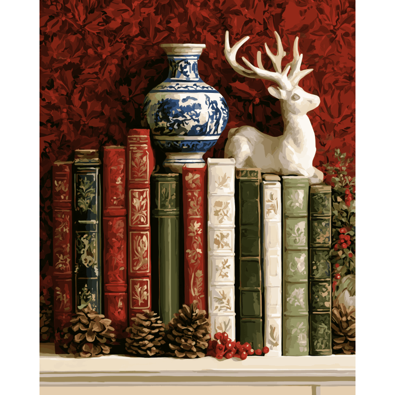 Kerstbibliotheek hoekje - Diamond Painting
