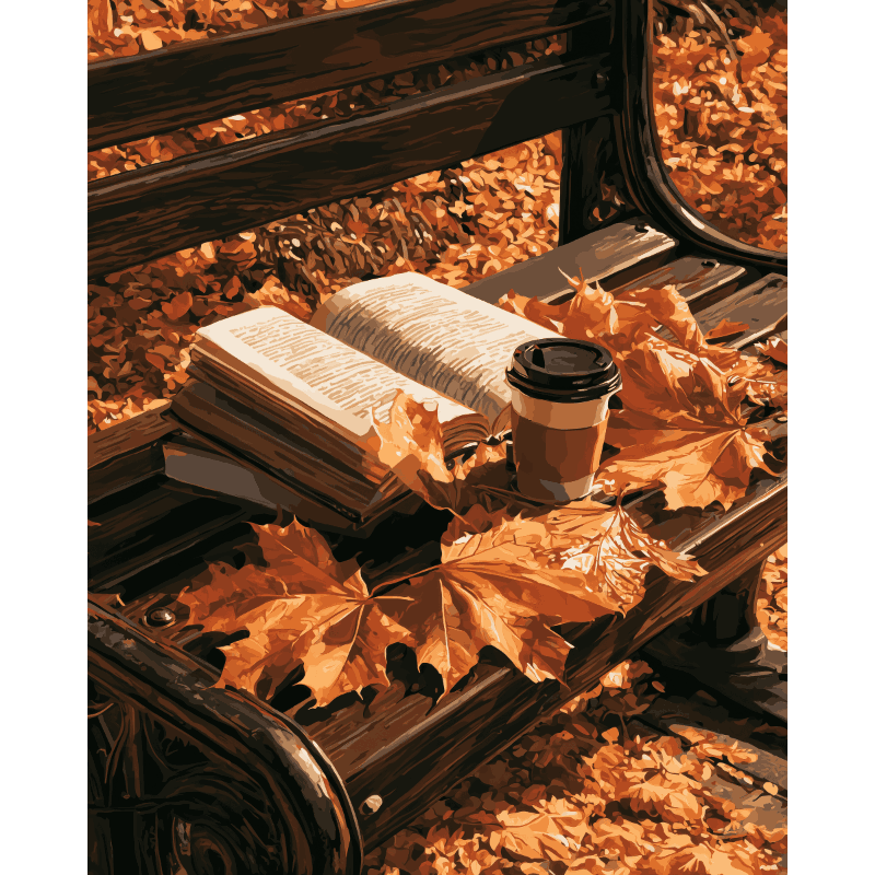 Een bank in de herfst - Diamond Painting