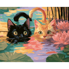 Katten tussen waterlelies - Diamond Painting