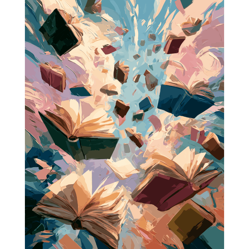 Vallende boeken - Diamond Painting