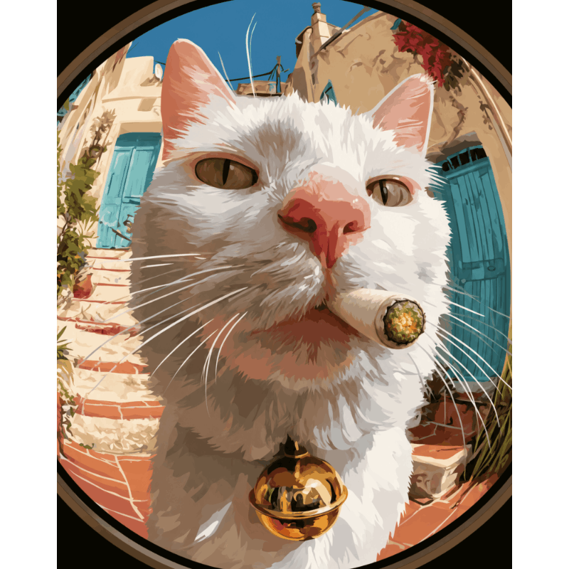 Een kat op hoogte - Diamond Painting