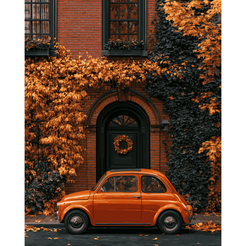 Herfst straathoek - Diamond Painting