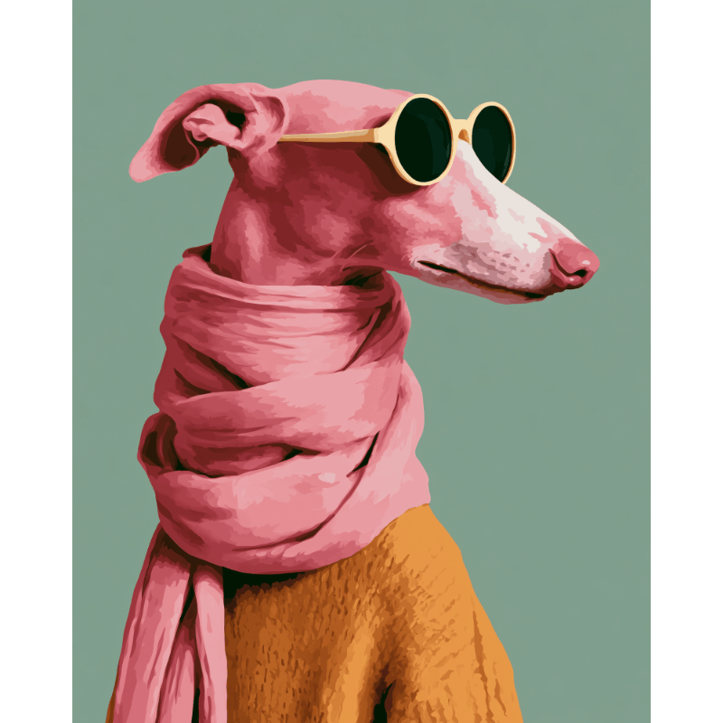 Coole flamingo pup - Diamond Painting