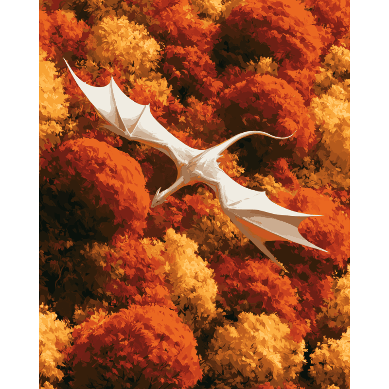 Draak boven de herfst - Diamond Painting