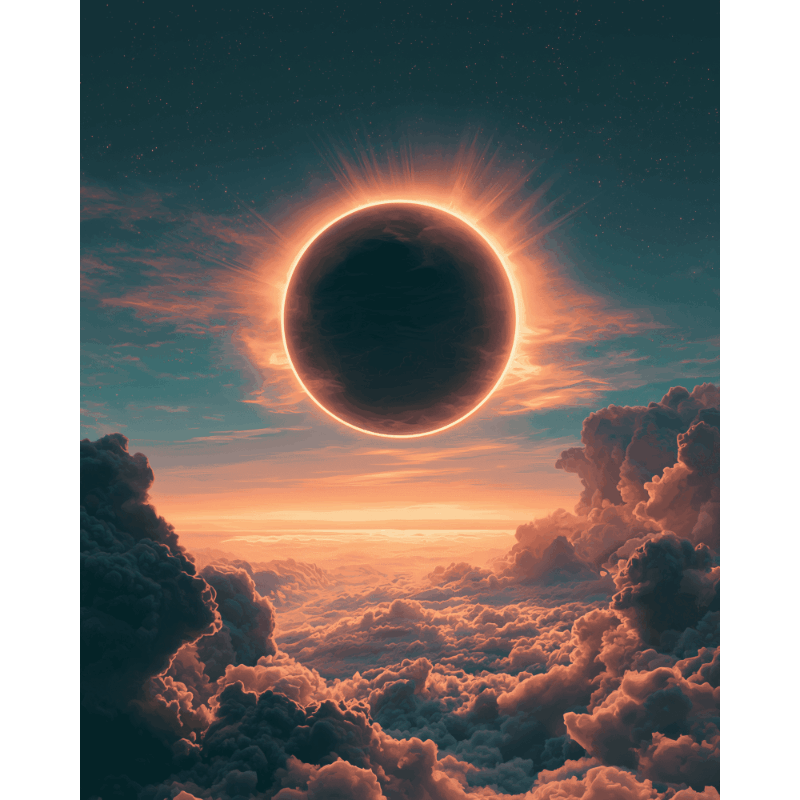 Eclips boven de wolken - Diamond Painting