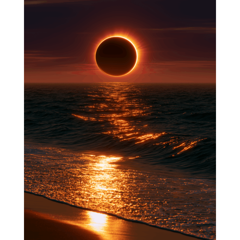 Eclips boven de zee - Diamond Painting