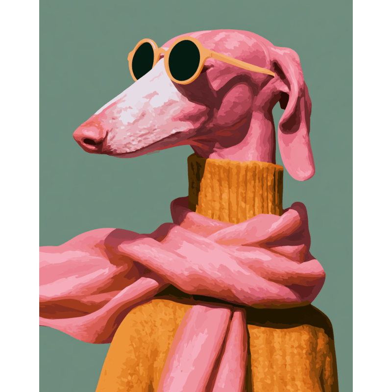 Flamingo hond chic - Diamond Painting