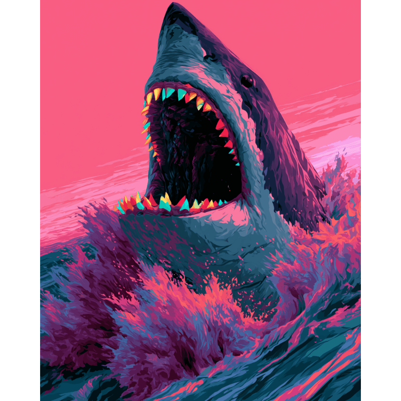 Neon haai beet - Diamond Painting