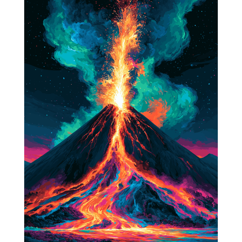Neon vulkaan explosie - Diamond Painting