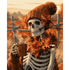 Skelet herfst koffie - Diamond Painting