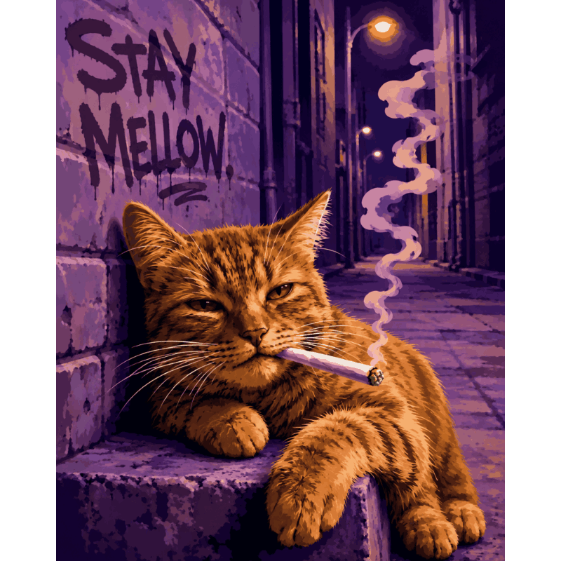 Relaxte kat - Diamond Painting