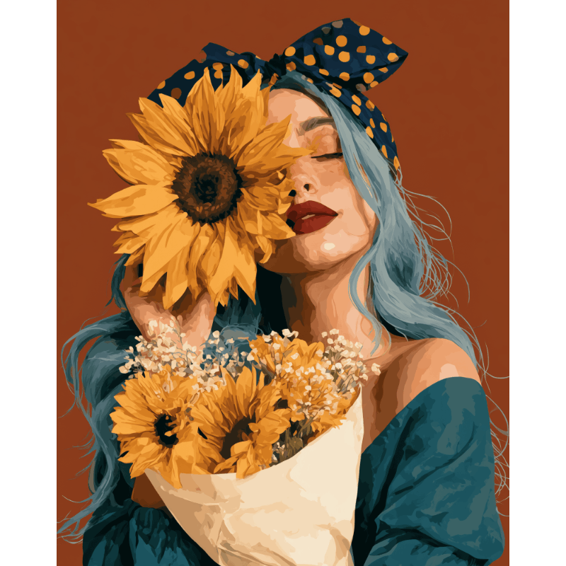 Zonnebloem omhelzing - Diamond Painting
