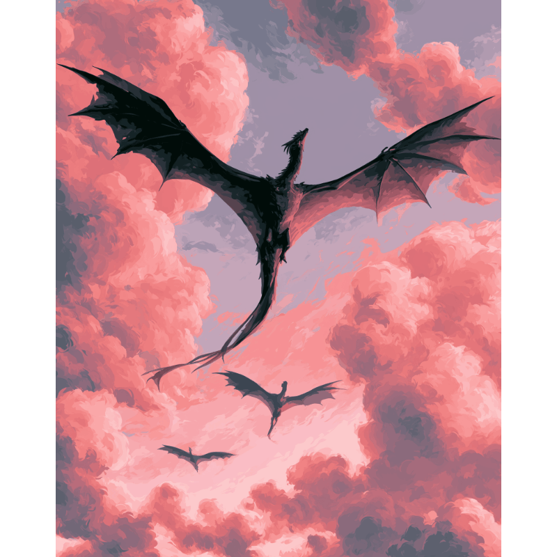 Draken bij schemering - Diamond Painting