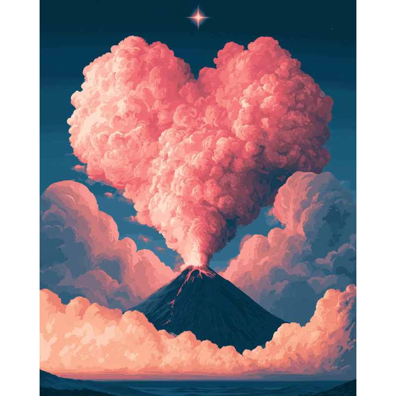 Vulkaan hart wolk - Diamond Painting