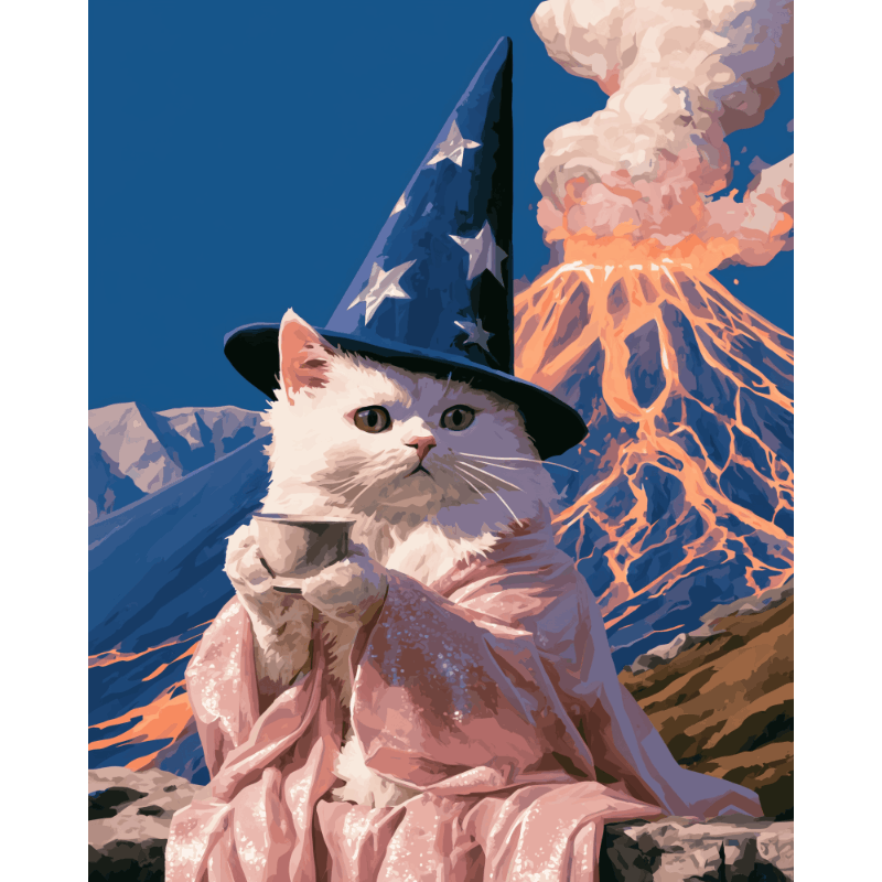 Vulkaan tovenaar kat - Diamond Painting