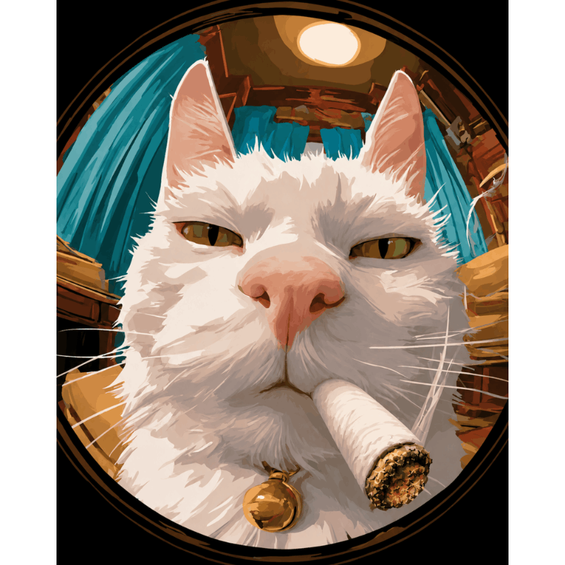 Tovenaar kat pijp - Diamond Painting