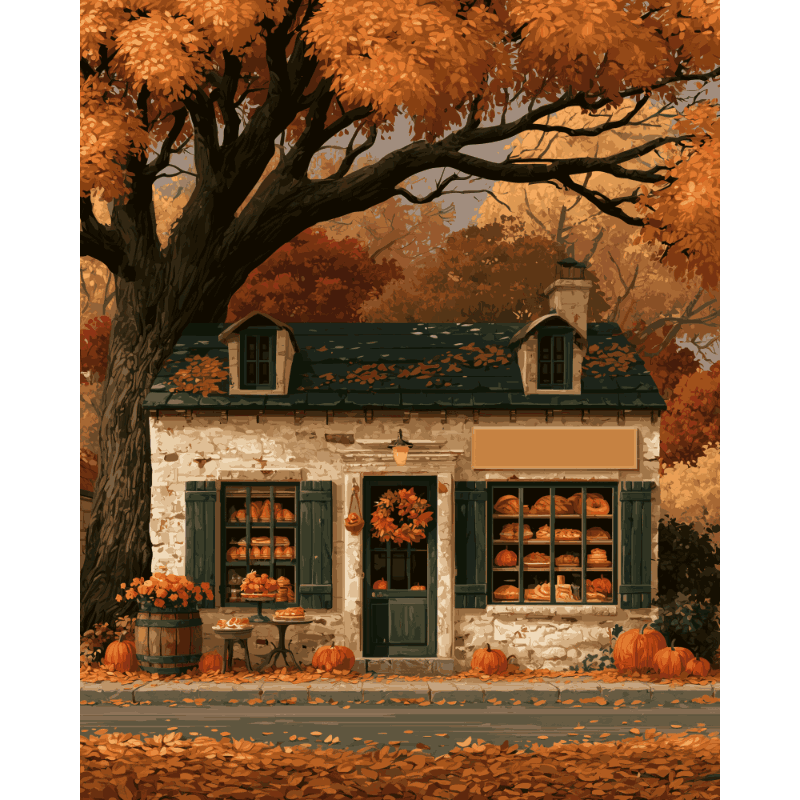 Herfst bakkerij cottage - Diamond Painting