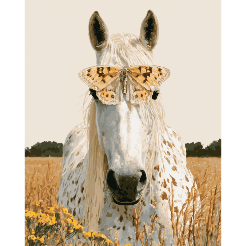 Vlinder paardenportret - Diamond Painting