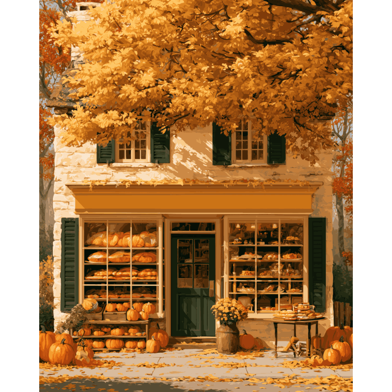 Cottage bakkerij gevel - Diamond Painting