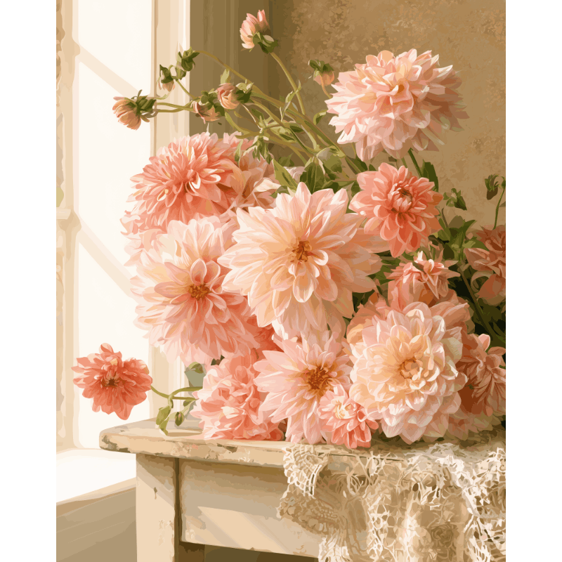 Dahlia vensterbank - Diamond Painting