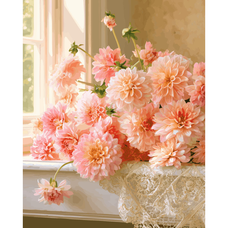 Dahlia in het licht - Diamond Painting
