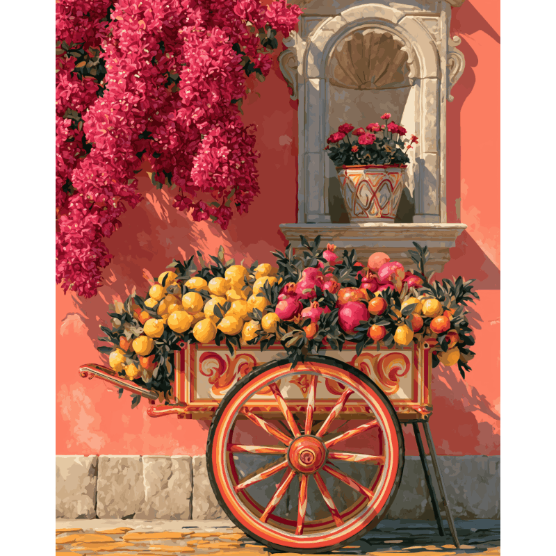 Bloemenkar hoekje - Diamond Painting
