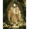 Tuinpad door ruïnes - Diamond Painting