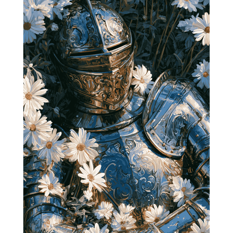 Ridder tussen de madeliefjes - Diamond Painting