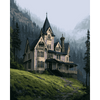 Mistig berglandhuis - Diamond Painting