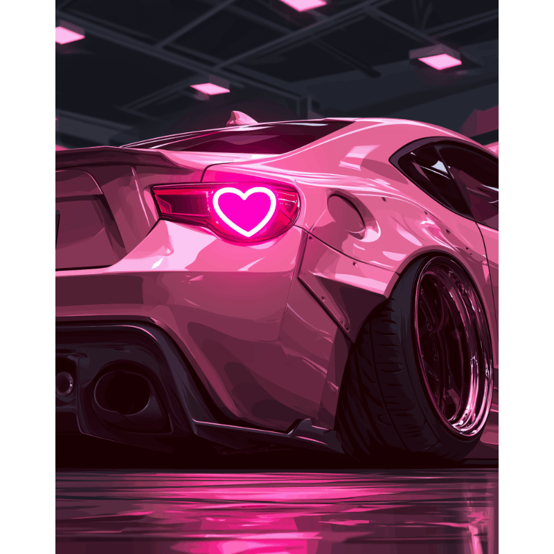 Neon hart auto - Diamond Painting