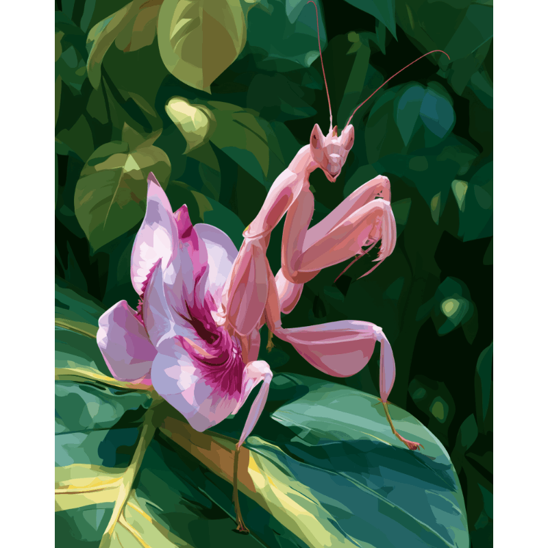 Orchidee bidsprinkhaan - Diamond Painting