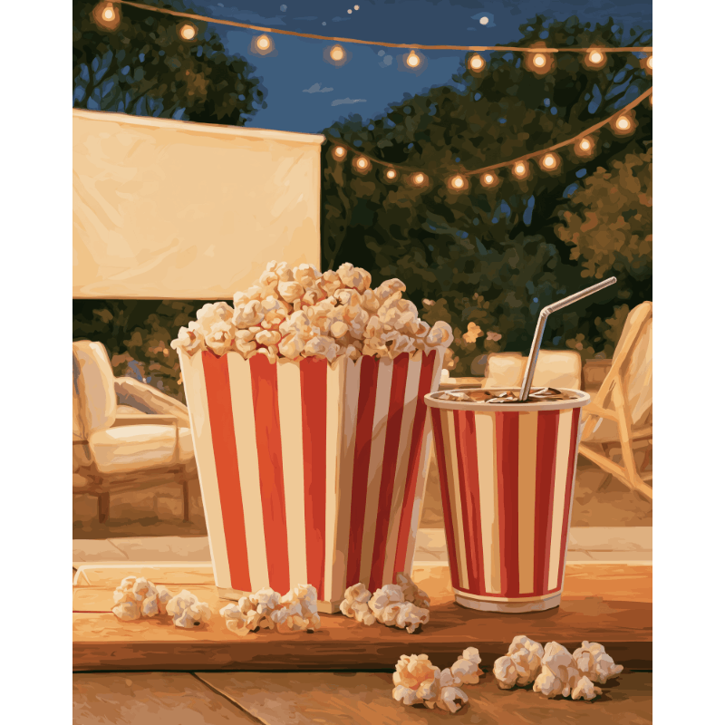 Patio popcorn avond - Diamond Painting