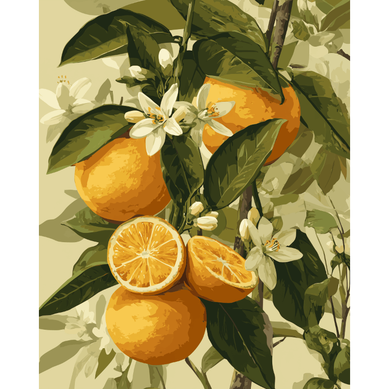 Bloeiende citrusvruchten - Diamond Painting