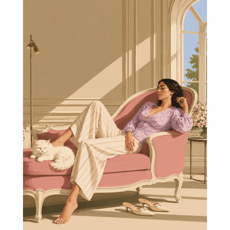 Roze chaise longue rust - Diamond Painting