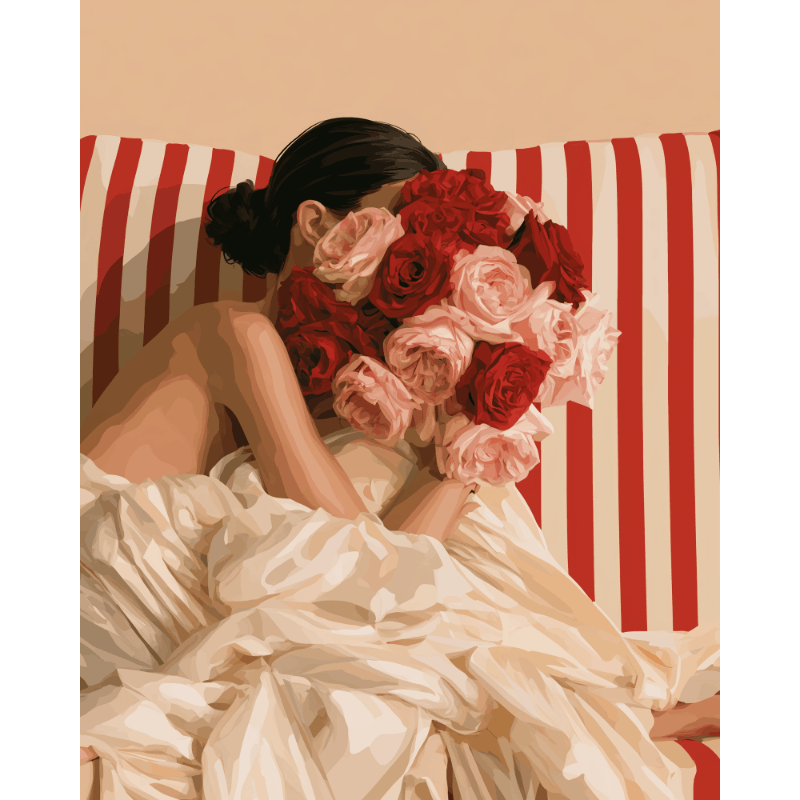 Rozen in haar haar - Diamond Painting