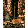 Slapende kat & zwaard - Diamond Painting