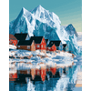 Besneeuwde dorpsreflectie - Diamond Painting