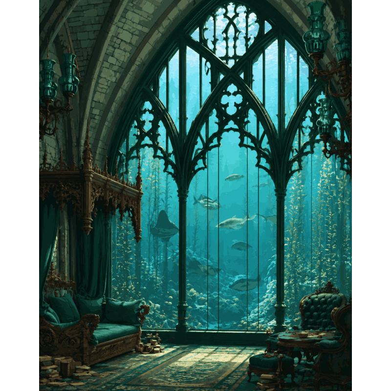 Onderwater gotische kamer - Diamond Painting