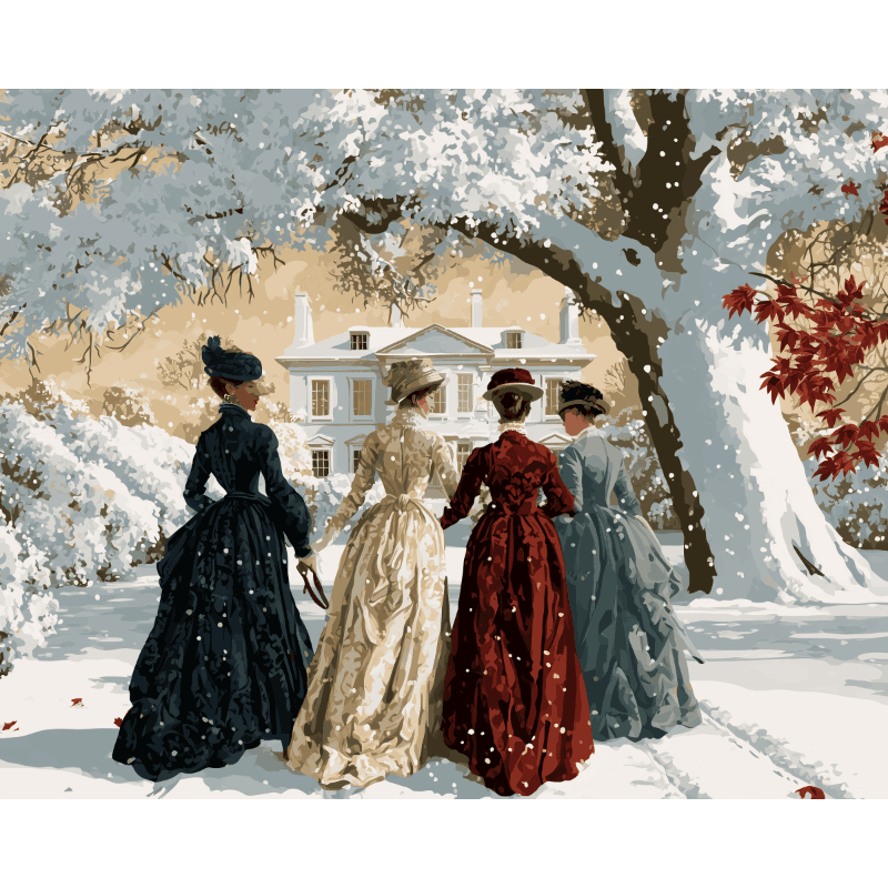 Een besneeuwde promenade - Diamond Painting